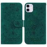 For iPhone 11 Butterfly Rose Embossed Leather Phone Case (Green)