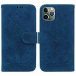 For iPhone 11 Pro Butterfly Rose Embossed Leather Phone Case (Blue)