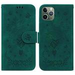 For iPhone 11 Pro Butterfly Rose Embossed Leather Phone Case (Green)