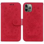 For iPhone 11 Pro Butterfly Rose Embossed Leather Phone Case (Red)