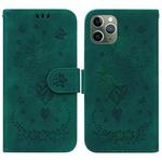 For iPhone 11 Pro Max Butterfly Rose Embossed Leather Phone Case (Green)