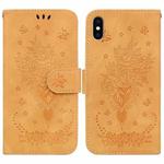 For iPhone XS Max Butterfly Rose Embossed Leather Phone Case(Yellow)
