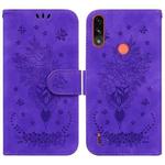 For Motorola Moto E7 Power / E7i Power Butterfly Rose Embossed Leather Phone Case(Purple)