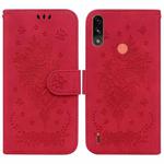 For Motorola Moto E7 Power / E7i Power Butterfly Rose Embossed Leather Phone Case(Red)