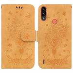 For Motorola Moto E7 Power / E7i Power Butterfly Rose Embossed Leather Phone Case(Yellow)