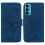 For Motorola Edge 20 Butterfly Rose Embossed Leather Phone Case(Blue)