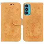 For Motorola Edge 20 Butterfly Rose Embossed Leather Phone Case(Yellow)