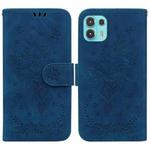 For Motorola Edge 20 Lite Butterfly Rose Embossed Leather Phone Case(Blue)