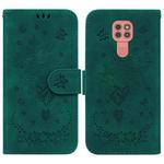 For Motorola Moto G9 Plus Butterfly Rose Embossed Leather Phone Case(Green)