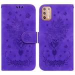 For Motorola Moto G30 / G10 / G20 Butterfly Rose Embossed Leather Phone Case(Purple)