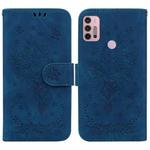 For Motorola Moto G31 / G41 Butterfly Rose Embossed Leather Phone Case(Blue)