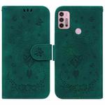 For Motorola Moto G31 / G41 Butterfly Rose Embossed Leather Phone Case(Green)