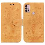 For Motorola Moto G31 / G41 Butterfly Rose Embossed Leather Phone Case(Yellow)