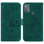 For Motorola Moto G50 Butterfly Rose Embossed Leather Phone Case(Green)