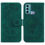 For Motorola Moto G60 / G40 Fusion Butterfly Rose Embossed Leather Phone Case(Green)