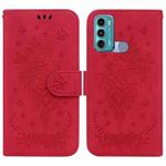 For Motorola Moto G60 / G40 Fusion Butterfly Rose Embossed Leather Phone Case(Red)