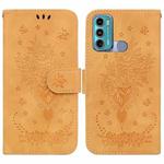 For Motorola Moto G60 / G40 Fusion Butterfly Rose Embossed Leather Phone Case(Yellow)