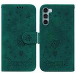 For Motorola Moto G200 5G / Edge S30 Butterfly Rose Embossed Leather Phone Case(Green)