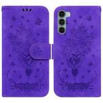 For Motorola Moto G200 5G / Edge S30 Butterfly Rose Embossed Leather Phone Case(Purple)