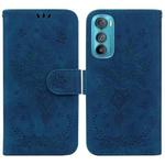 For Motorola Edge 30 Butterfly Rose Embossed Leather Phone Case(Blue)