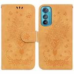 For Motorola Edge 30 Butterfly Rose Embossed Leather Phone Case(Yellow)