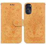 For Motorola Moto G 2022 Butterfly Rose Embossed Leather Phone Case(Yellow)