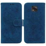 For Motorola Moto G Power 2021 Butterfly Rose Embossed Leather Phone Case(Blue)