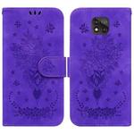 For Motorola Moto G Power 2021 Butterfly Rose Embossed Leather Phone Case(Purple)
