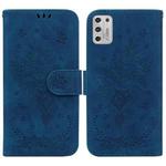 For Motorola Moto G Stylus 2021 Butterfly Rose Embossed Leather Phone Case(Blue)