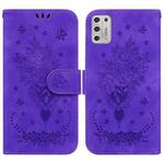 For Motorola Moto G Stylus 2021 Butterfly Rose Embossed Leather Phone Case(Purple)