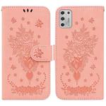 For Motorola Moto G Stylus 2021 Butterfly Rose Embossed Leather Phone Case(Pink)