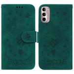 For Motorola Moto G Stylus 4G 2022 Butterfly Rose Embossed Leather Phone Case(Green)