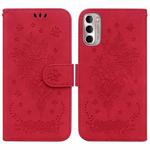 For Motorola Moto G Stylus 4G 2022 Butterfly Rose Embossed Leather Phone Case(Red)