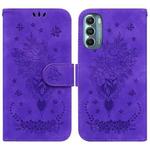 For Motorola Moto G Stylus 5G 2022 Butterfly Rose Embossed Leather Phone Case(Purple)