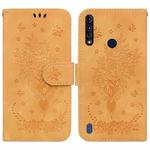 For Motorola Moto G8 Power Lite Butterfly Rose Embossed Leather Phone Case(Yellow)