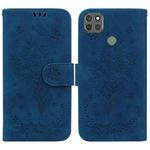 For Motorola Moto G9 Power Butterfly Rose Embossed Leather Phone Case(Blue)