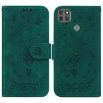 For Motorola Moto G9 Power Butterfly Rose Embossed Leather Phone Case(Green)