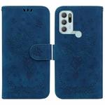 For Motorola Moto G60S Butterfly Rose Embossed Leather Phone Case(Blue)