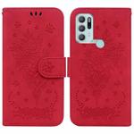 For Motorola Moto G60S Butterfly Rose Embossed Leather Phone Case(Red)