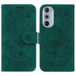 For Motorola Edge+ 2022 / Edge 30 Pro Butterfly Rose Embossed Leather Phone Case(Green)