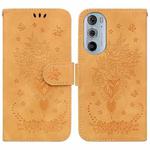 For Motorola Edge+ 2022 / Edge 30 Pro Butterfly Rose Embossed Leather Phone Case(Yellow)