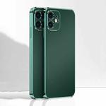 Ultra Thin Electroplated Frosted TPU Phone Case For iPhone 12 mini(Dark Green)