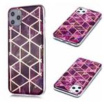 For iPhone 11 Pro Max Plating Marble Pattern Soft TPU Protective Case(Purple)