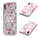 For iPhone XS Max Plating Marble Pattern Soft TPU Protective Case(Pink)