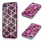 For iPhone XR Plating Marble Pattern Soft TPU Protective Case(Purple)