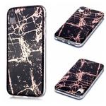 For iPhone XR Plating Marble Pattern Soft TPU Protective Case(Black Gold)