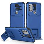 For Motorola Moto G30 / G10 Stereoscopic Holder Sliding Camshield Phone Case(Blue)