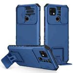 For OPPO Realme C21 Stereoscopic Holder Sliding Camshield Phone Case(Blue)