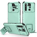 For OPPO Realme 5 / 5i / C3 Stereoscopic Holder Sliding Camshield Phone Case(Light Blue)