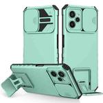 For OPPO Realme C35 Stereoscopic Holder Sliding Camshield Phone Case(Light Blue)